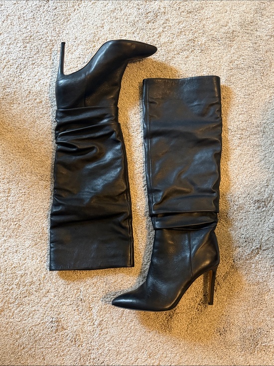 Vince Camuto Shoes - Women's Black Leather Knee-High Stiletto Boots-Vince Camuto